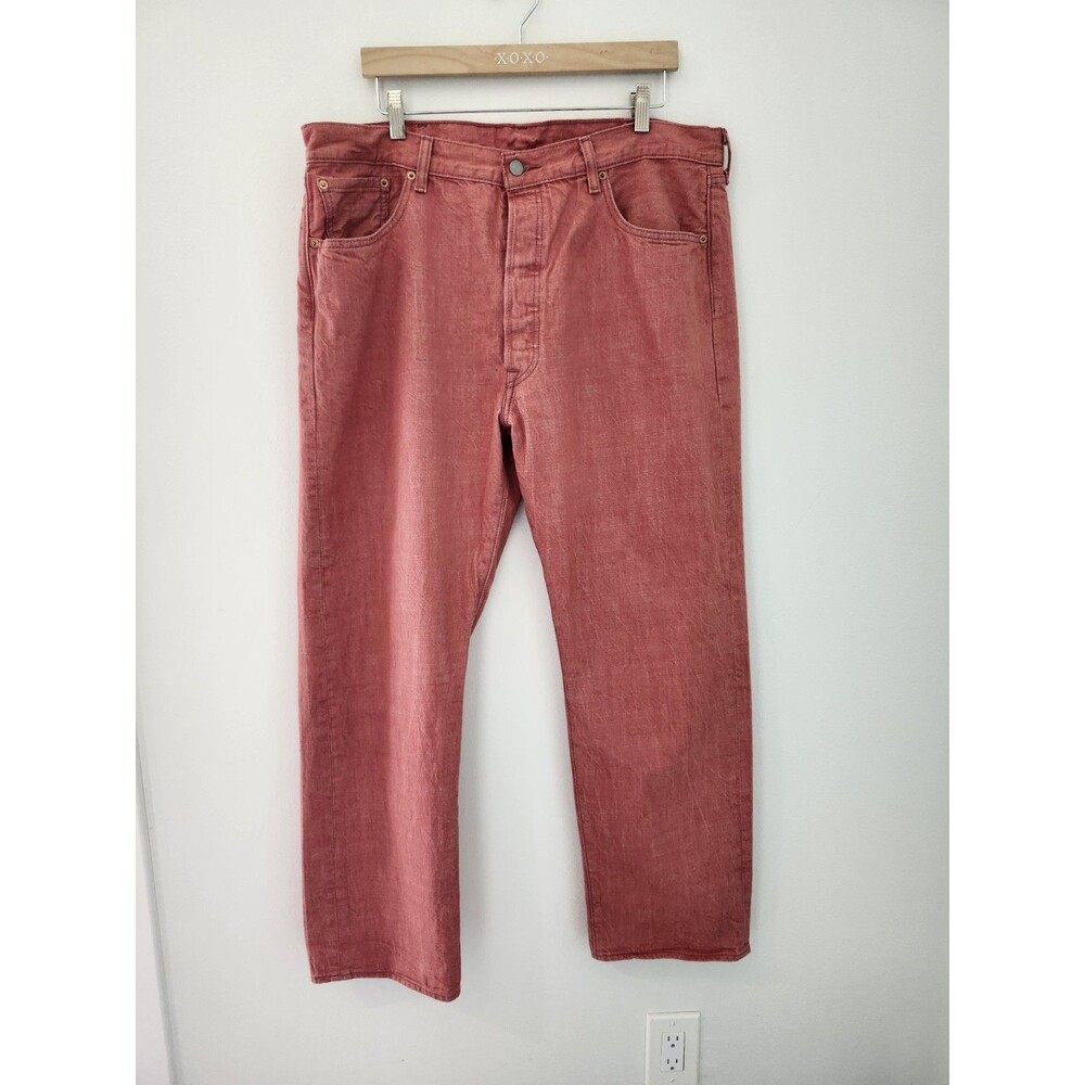 Levis 501 White Oak Cone Denim Mens Jeans 40x32 Marsala / Coral / Rust